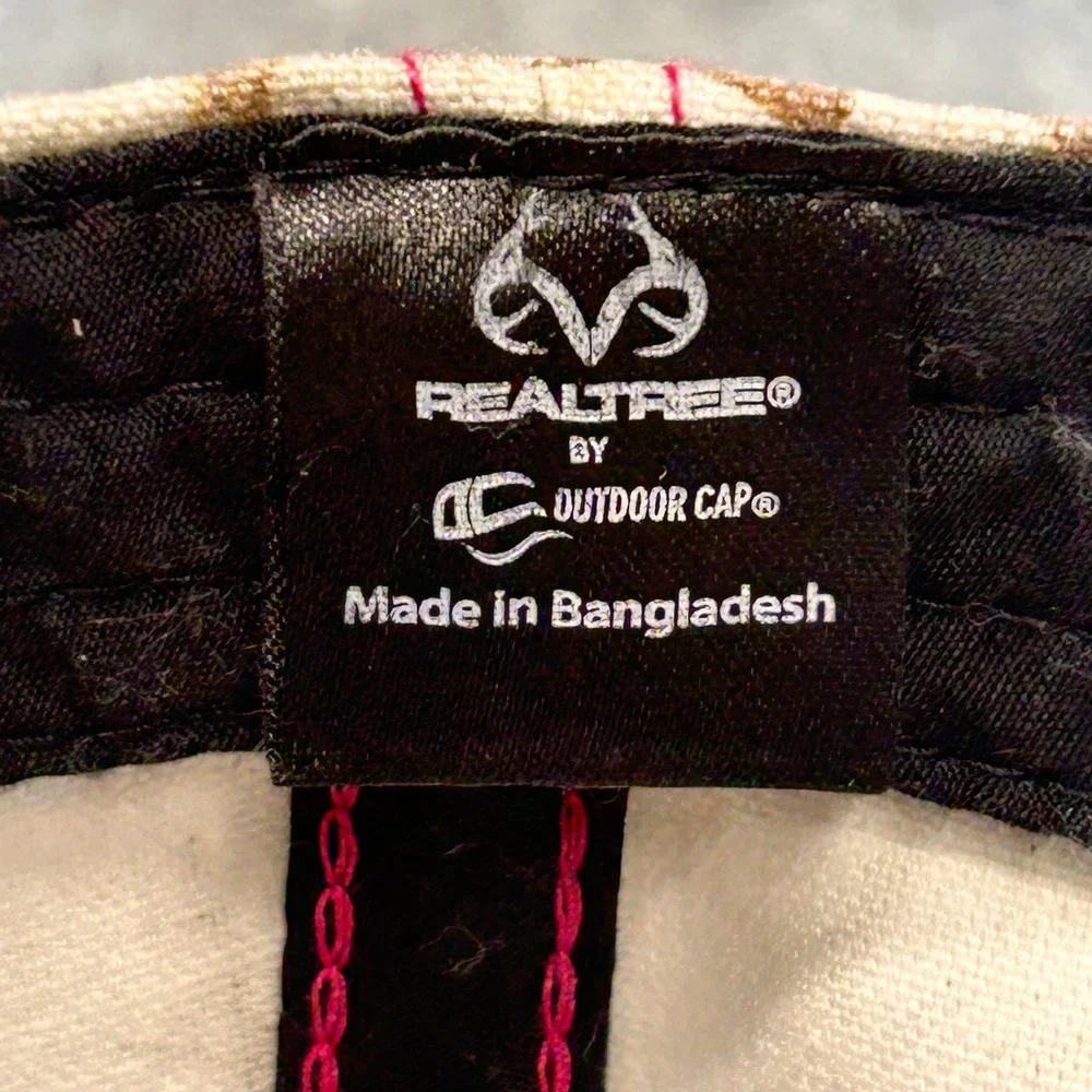 Realtree Embroidered Logo Womens Pink Camo Baseball Cap Adjustable OSFM